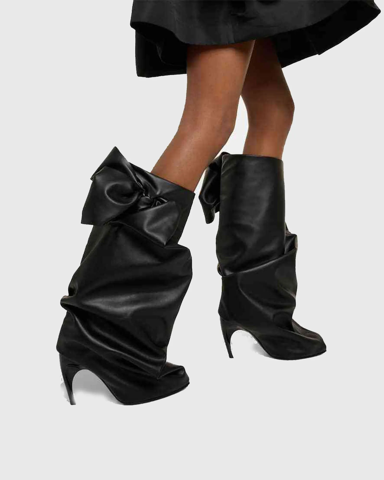 Angela Fold Bow Knee High Boots