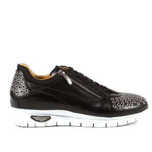 Cesare Paciotti Luxury Italian Men's Designer Shoes Dan Calf Soft Black Dallas Leather Sneakers (CPM3143)