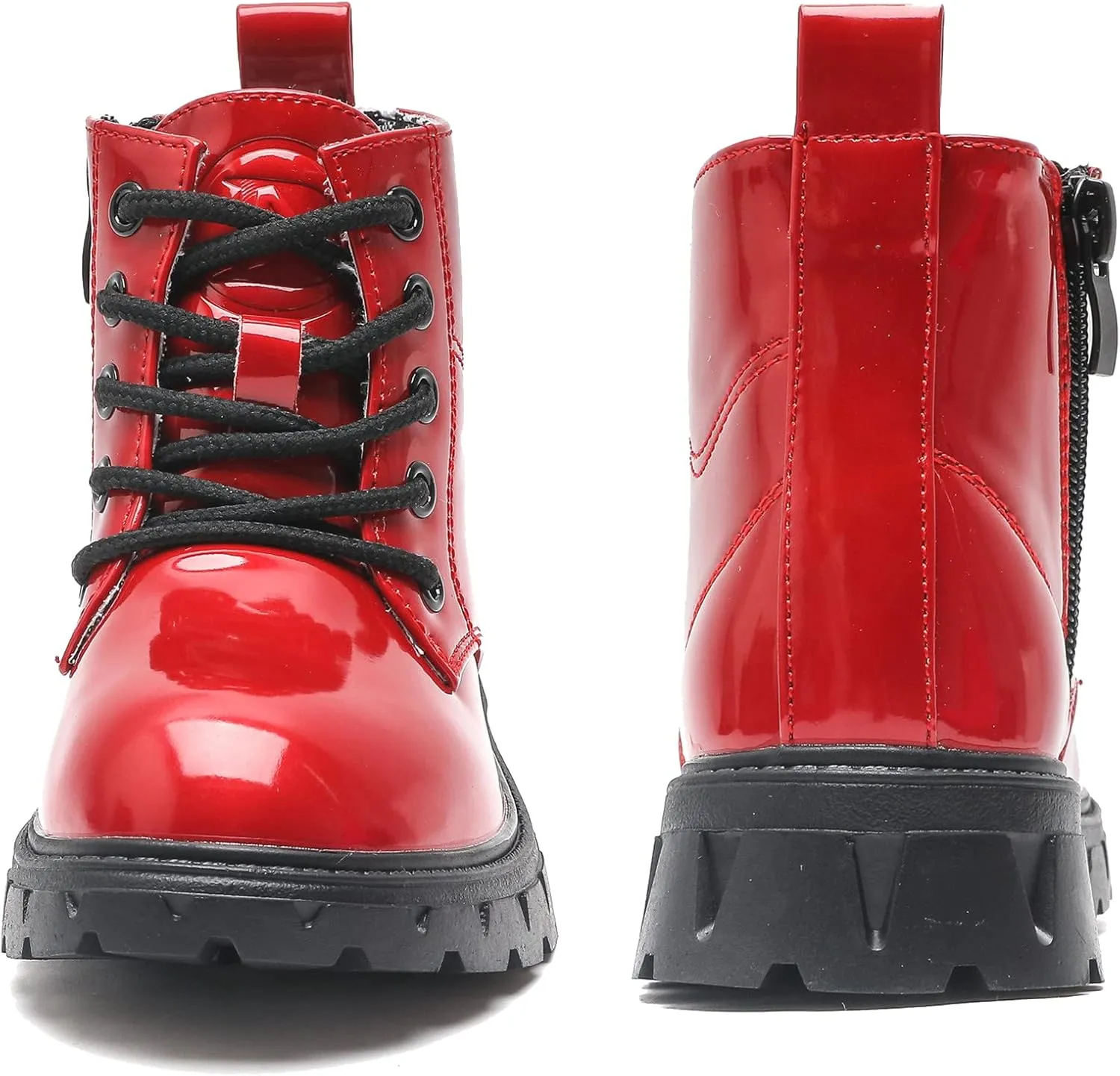 DADAWEN Boys Girls Glitter Ankle Boots Kids Lace Up Waterproof Combat Shoes With Side Zipper for Toddler/Little Kid/Big Kid