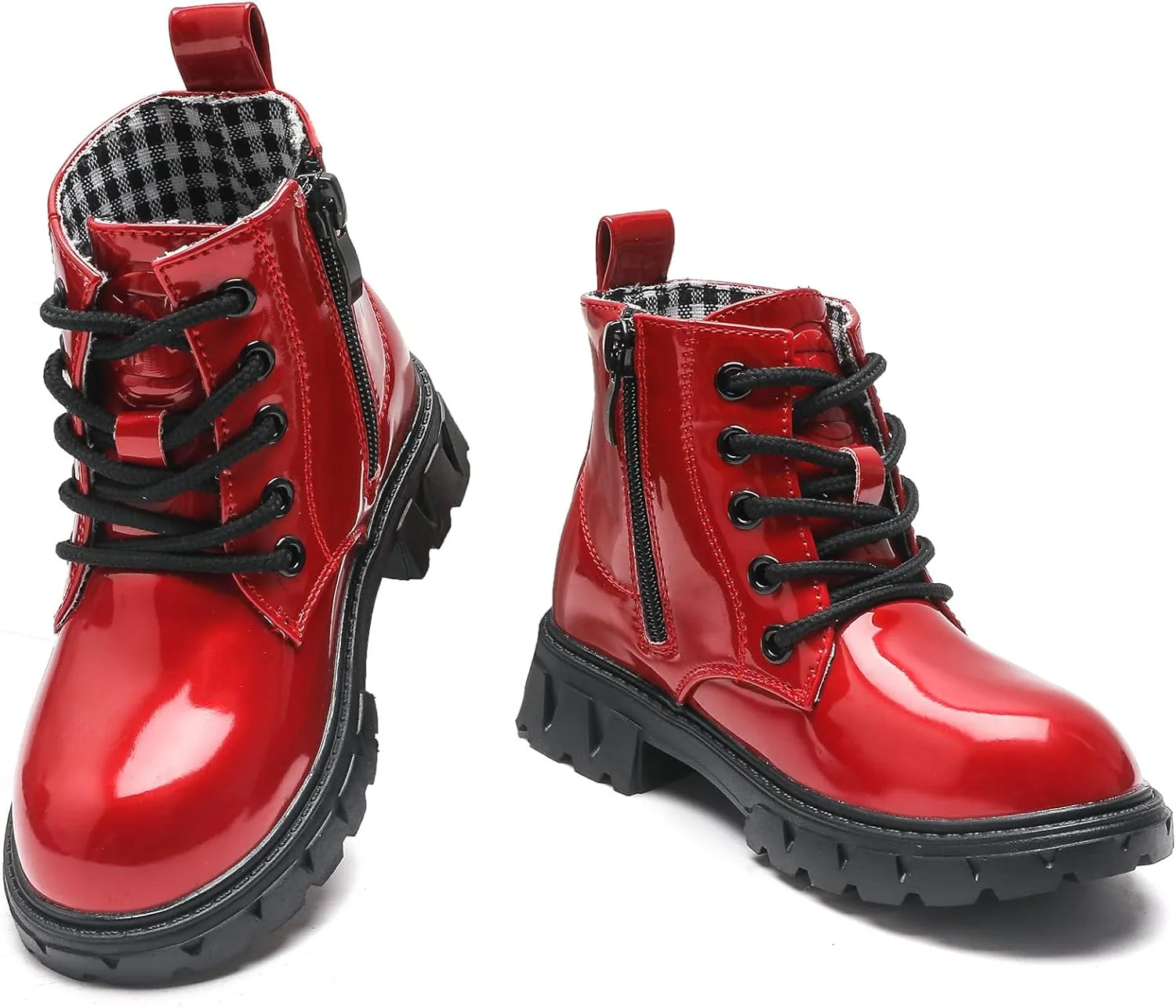 DADAWEN Boys Girls Glitter Ankle Boots Kids Lace Up Waterproof Combat Shoes With Side Zipper for Toddler/Little Kid/Big Kid