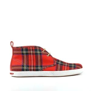 Dsquared Men's Designer Shoes Red Fabric / Calf-Skin Leather Lace Up Sneakers (DSM04)