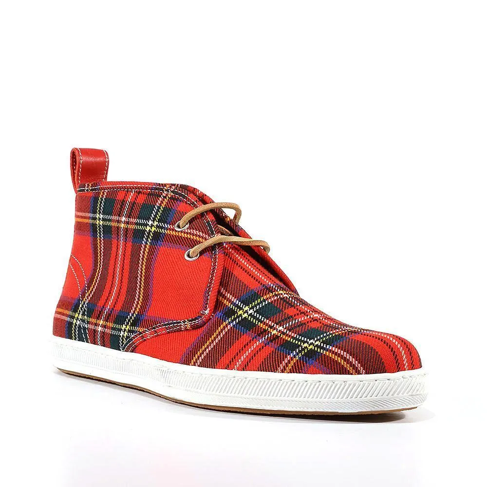 Dsquared Men's Designer Shoes Red Fabric / Calf-Skin Leather Lace Up Sneakers (DSM04)