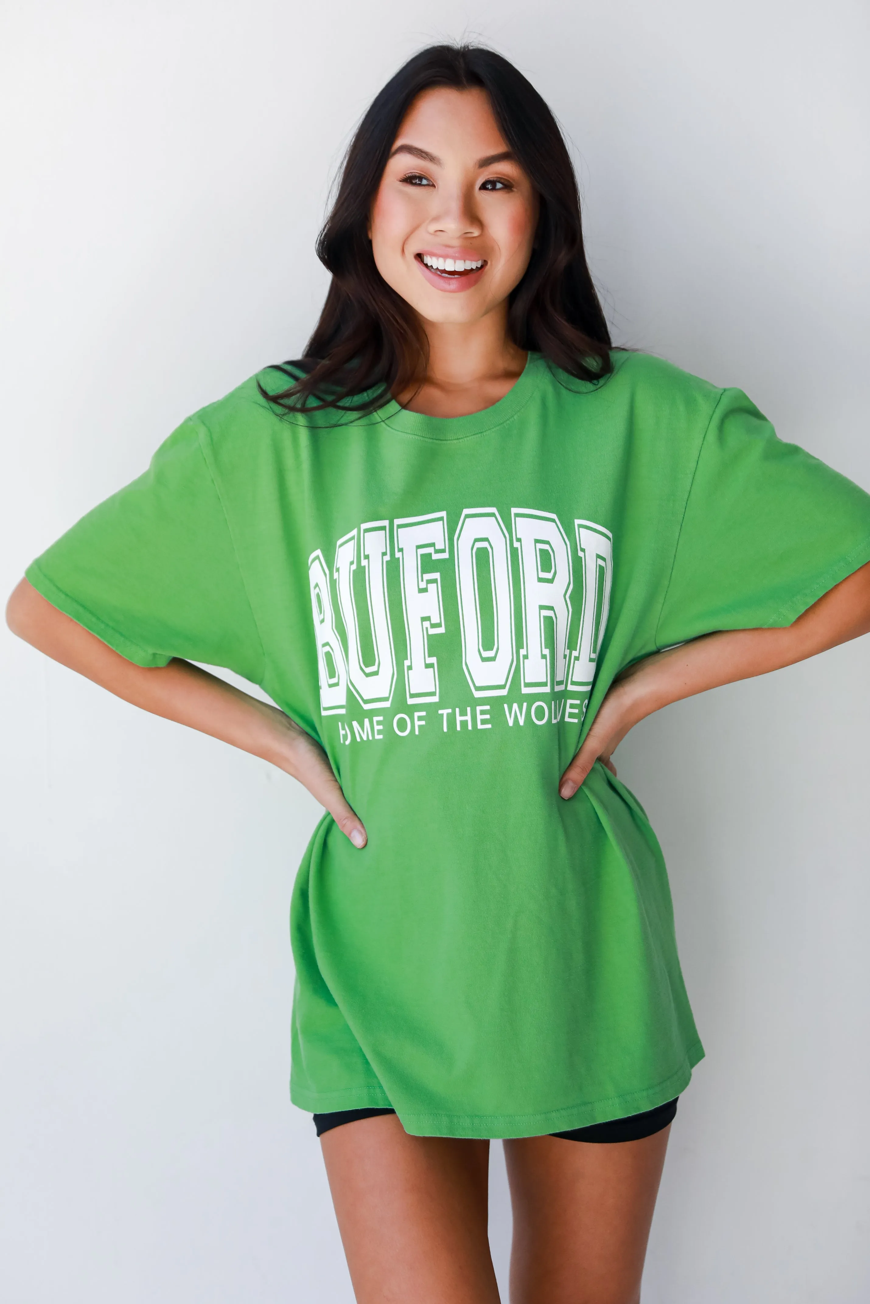 Green Buford Home Of The Wolves Block Letter Tee