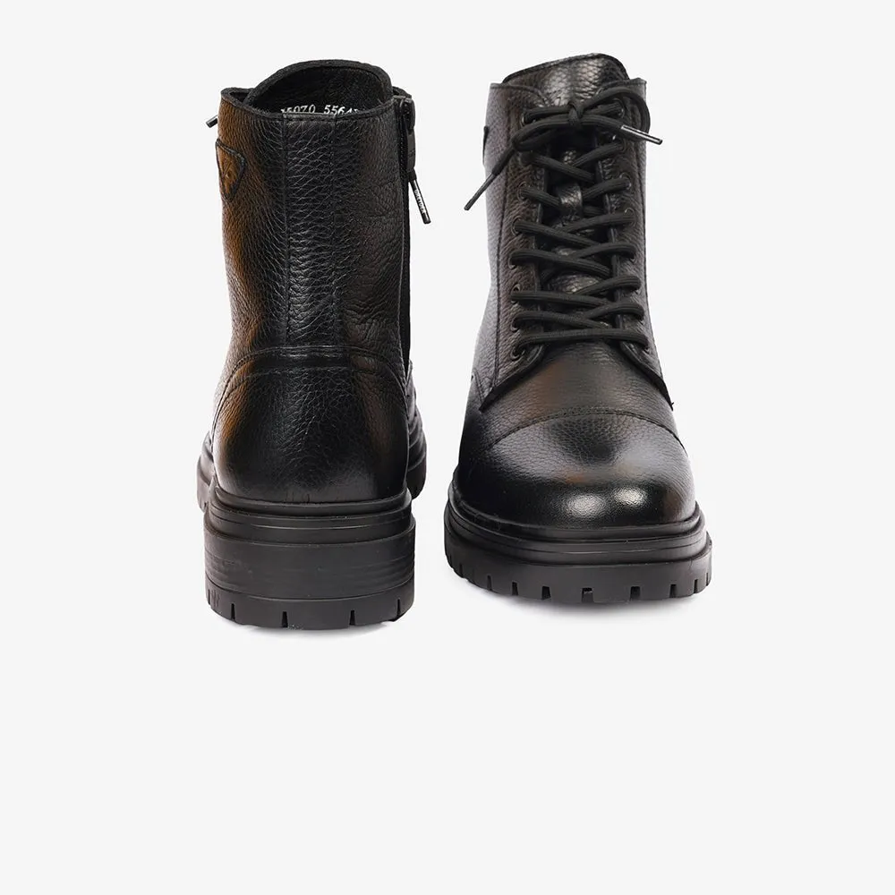 Greyder Men's Military Style Boots In Black