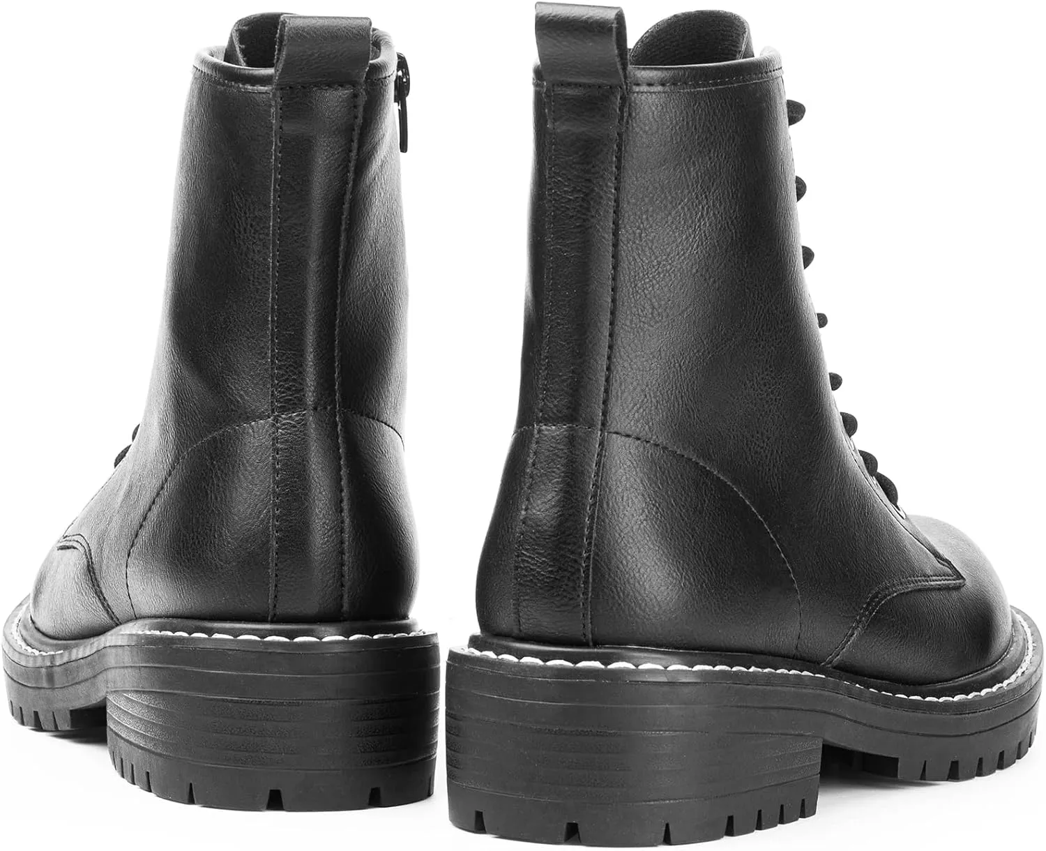 ICHIGO Womens Fashion Ankle Booties Causal 8-Eye Side Zipper Lace-up Combat Boots