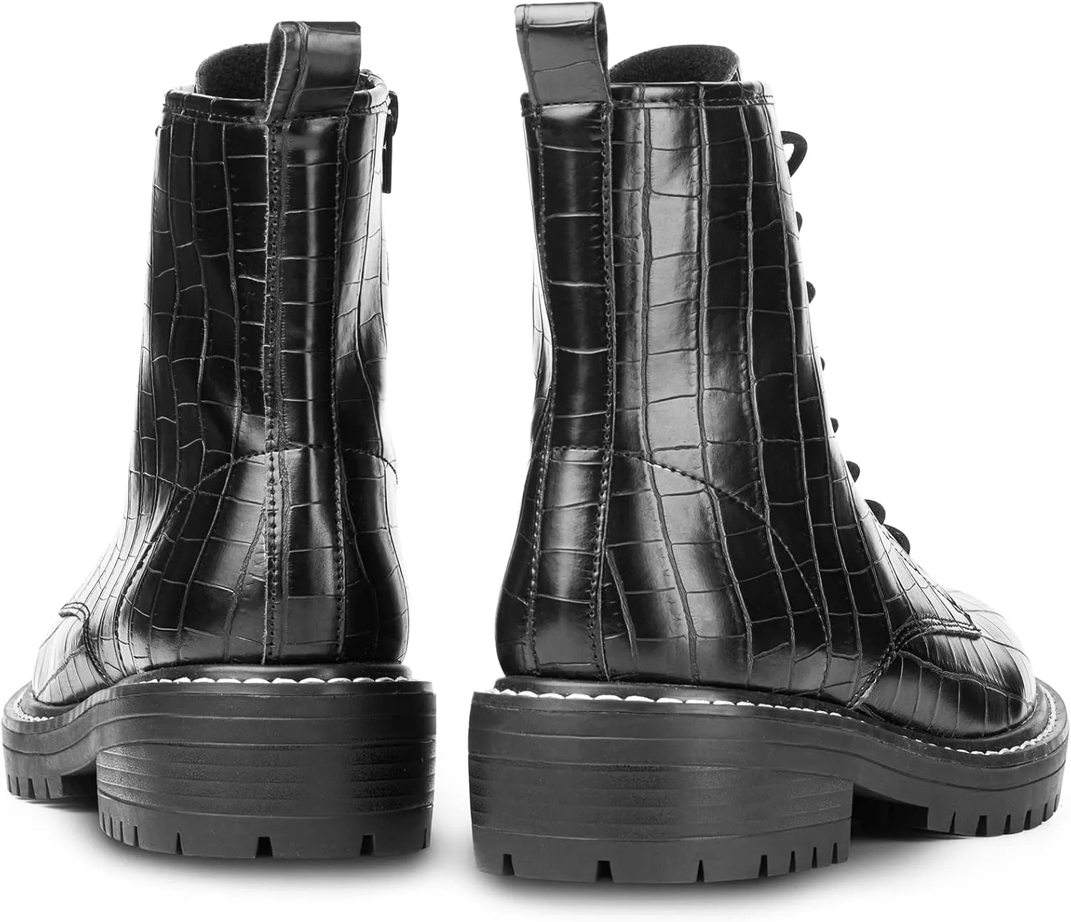 ICHIGO Womens Fashion Ankle Booties Causal 8-Eye Side Zipper Lace-up Combat Boots