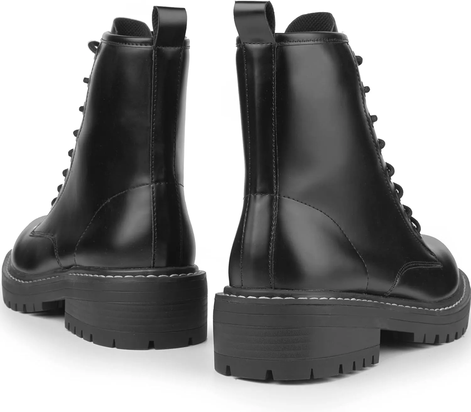 ICHIGO Womens Fashion Ankle Booties Causal 8-Eye Side Zipper Lace-up Combat Boots