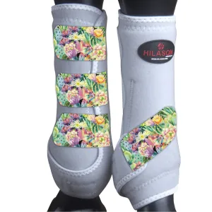 L - Hilason Horse Medicine Sports Boots Rear Hind Leg White