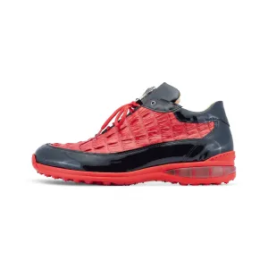 Mauri Gambit 8415 Men's Shoes Black & Red Exotic Hornback / Patent Leather Casual Sneakers (MA5542)