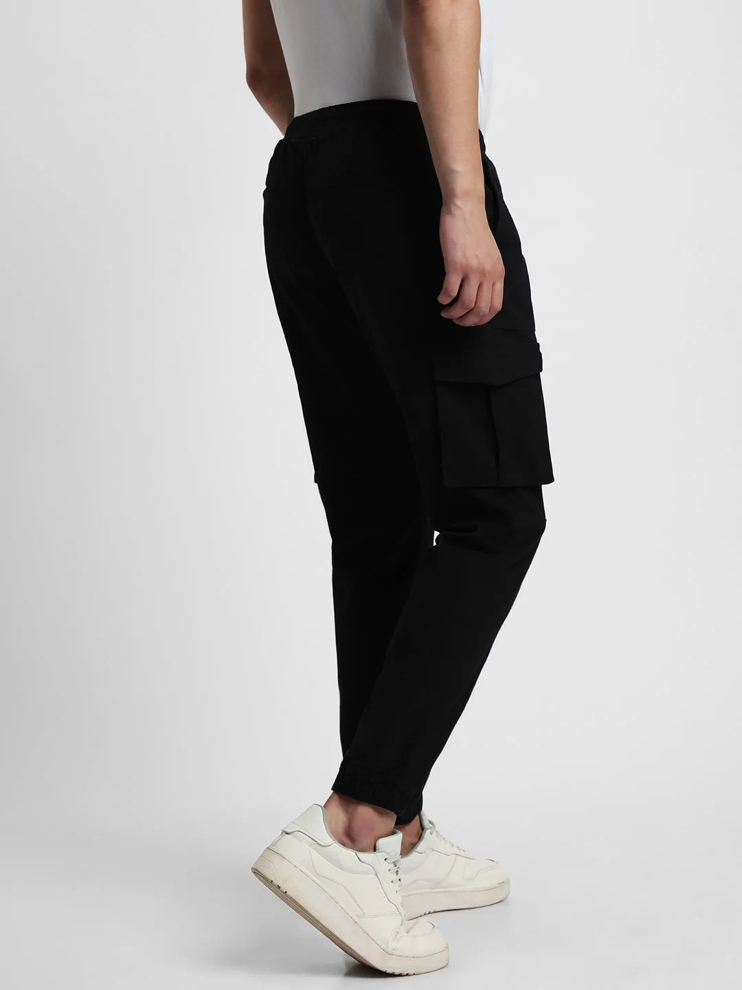 Men's Black Slim Fit Cargo Joggers