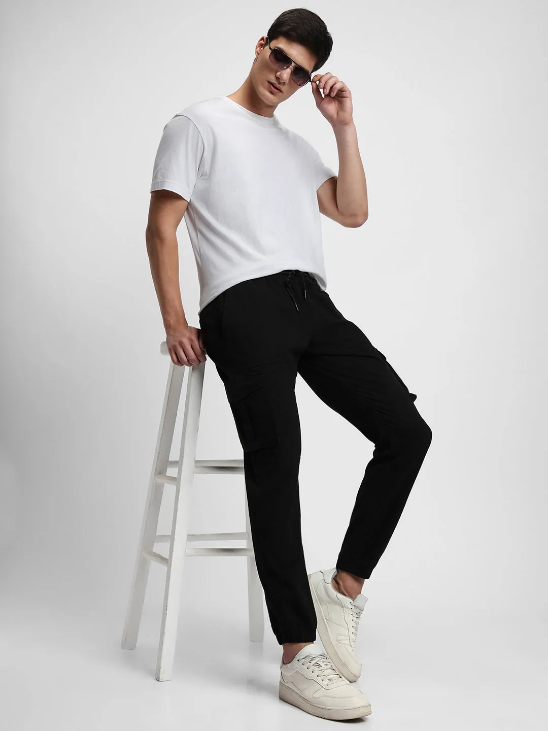 Men's Black Slim Fit Cargo Joggers