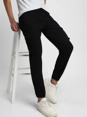 Men's Black Slim Fit Cargo Joggers