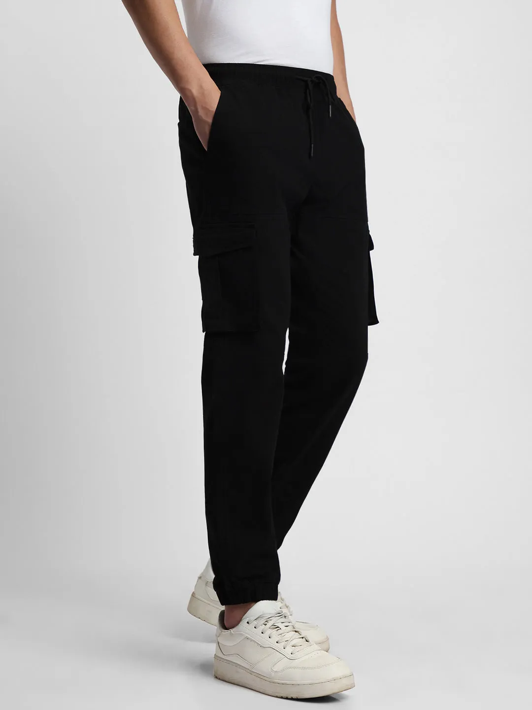 Men's Black Slim Fit Cargo Joggers