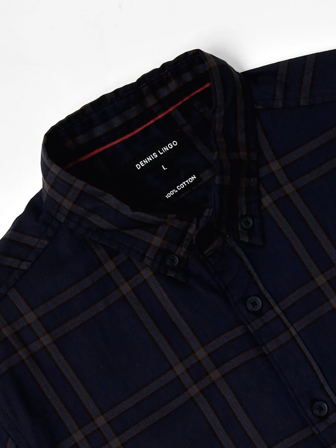 Men's Spread Collar Slim Fit Tartan Checks Opaque Cotton Casual Shirt