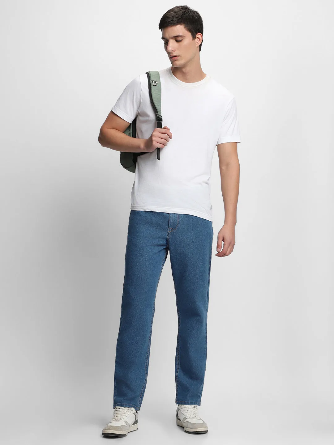 Men's Straight Fit Washed Indigo Stretchable Jeans
