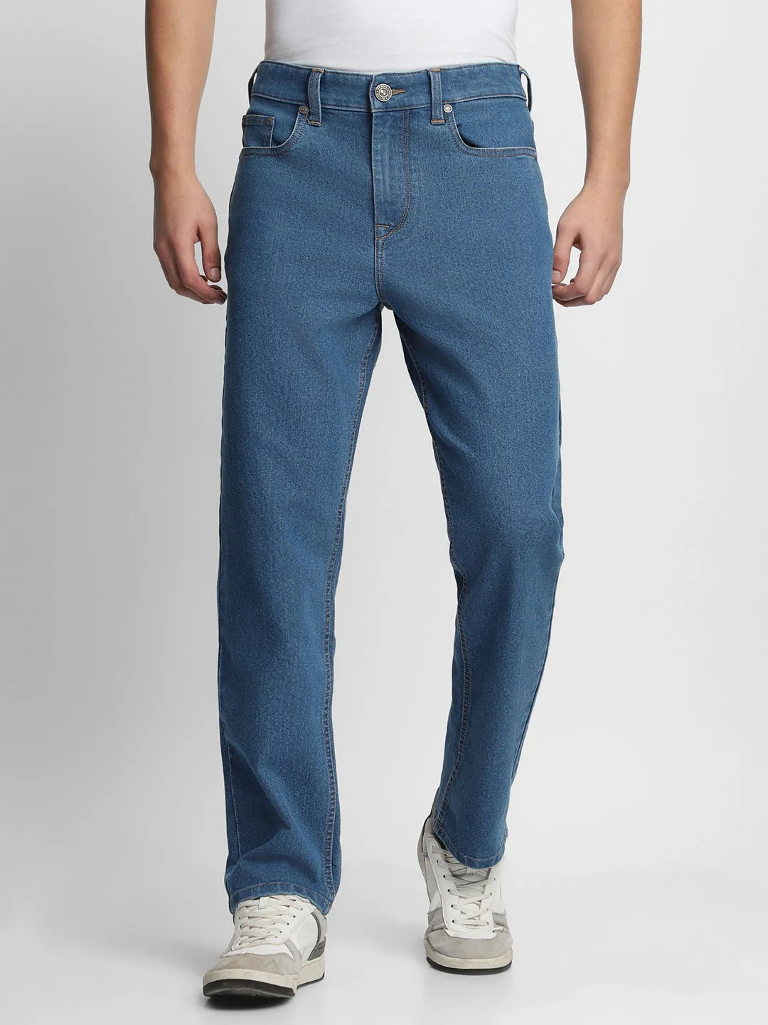 Men's Straight Fit Washed Indigo Stretchable Jeans