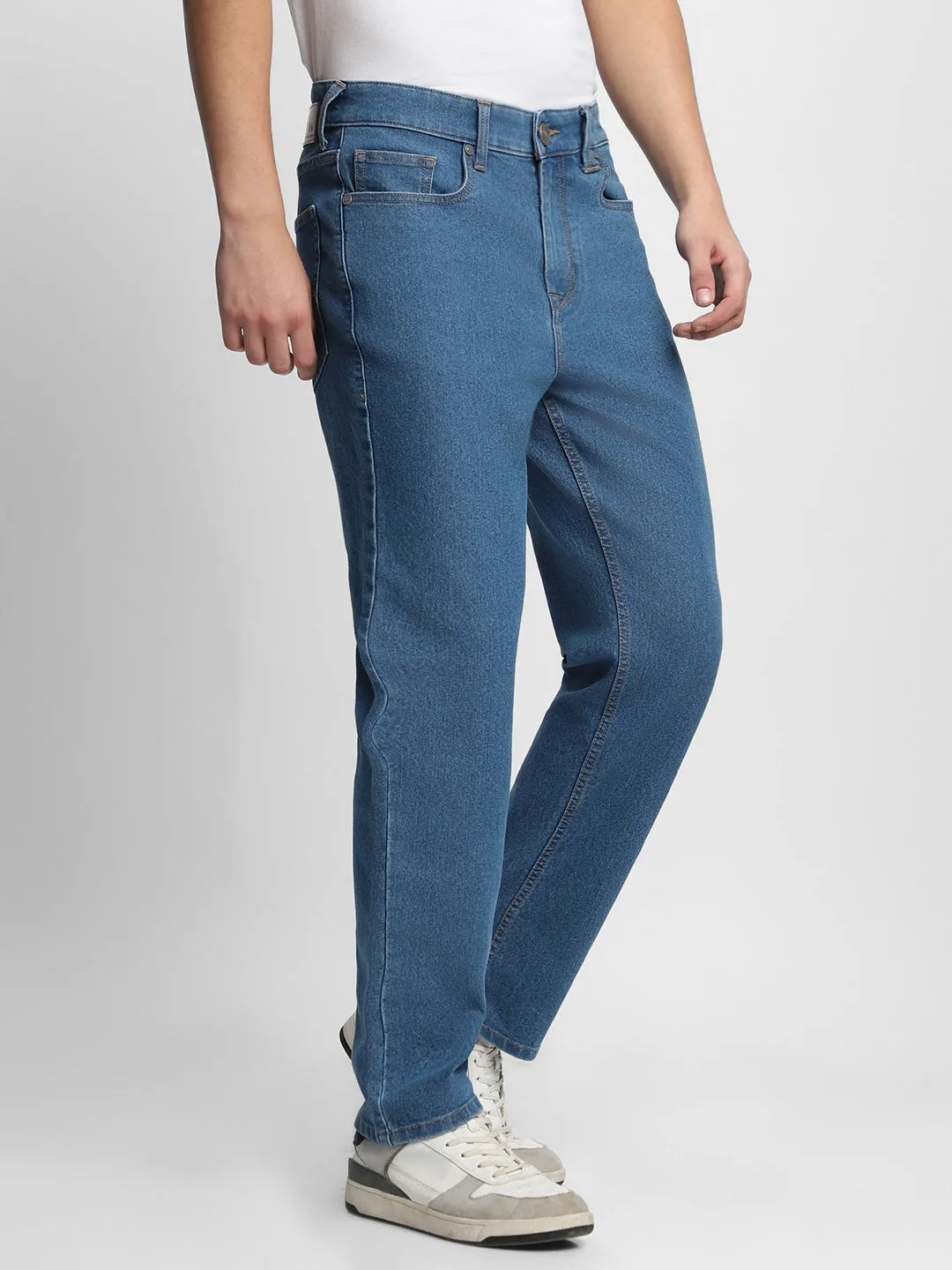 Men's Straight Fit Washed Indigo Stretchable Jeans