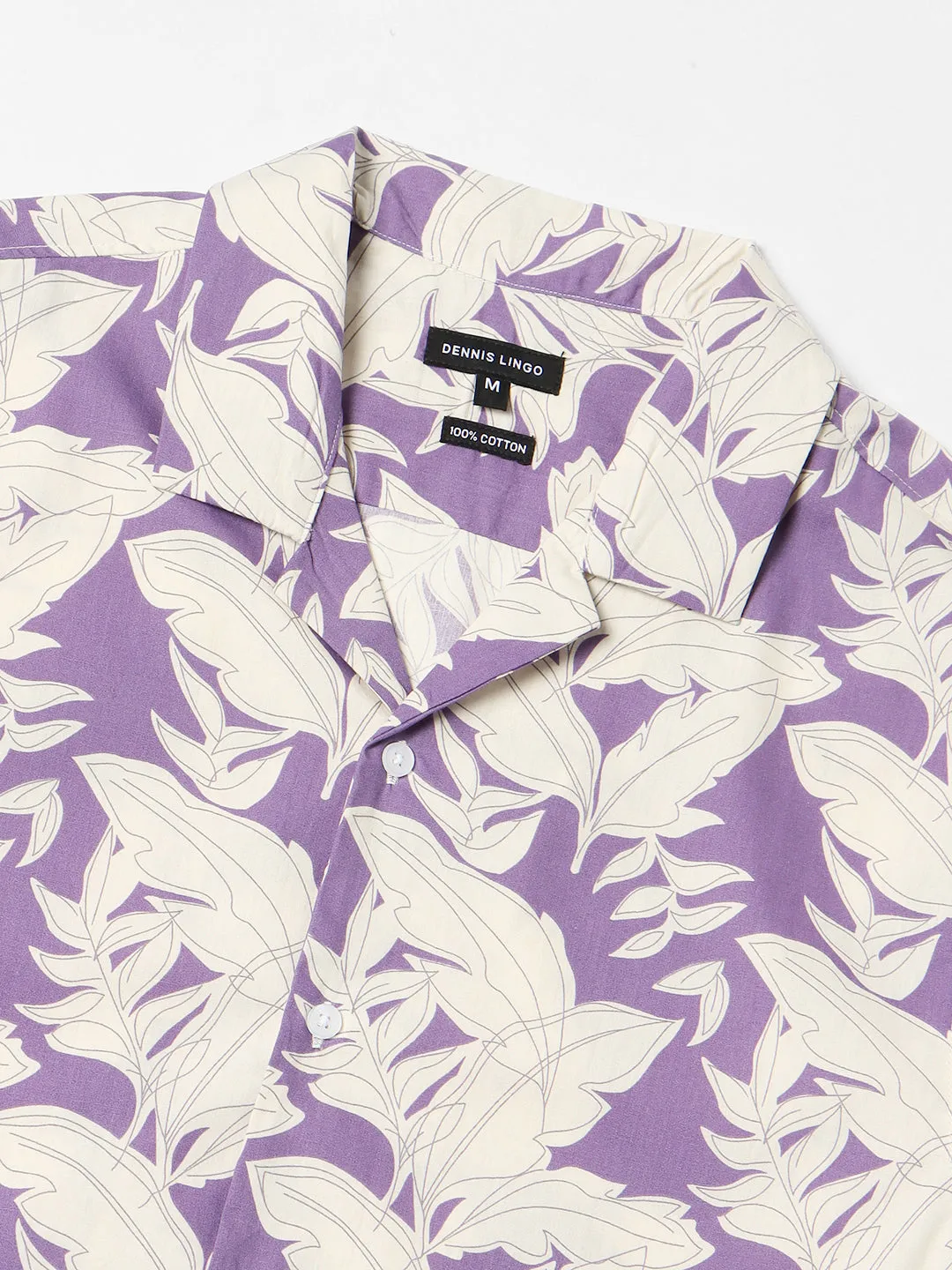 Men's Tropical Printed Cuban Collar Pure Cotton Casual Shirt