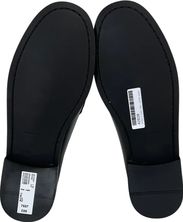 River Island Black Pink Leather Cherry Blossom Loafers UK 9 EU 42 