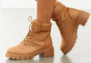 Rose Gold Rhinestone Boots