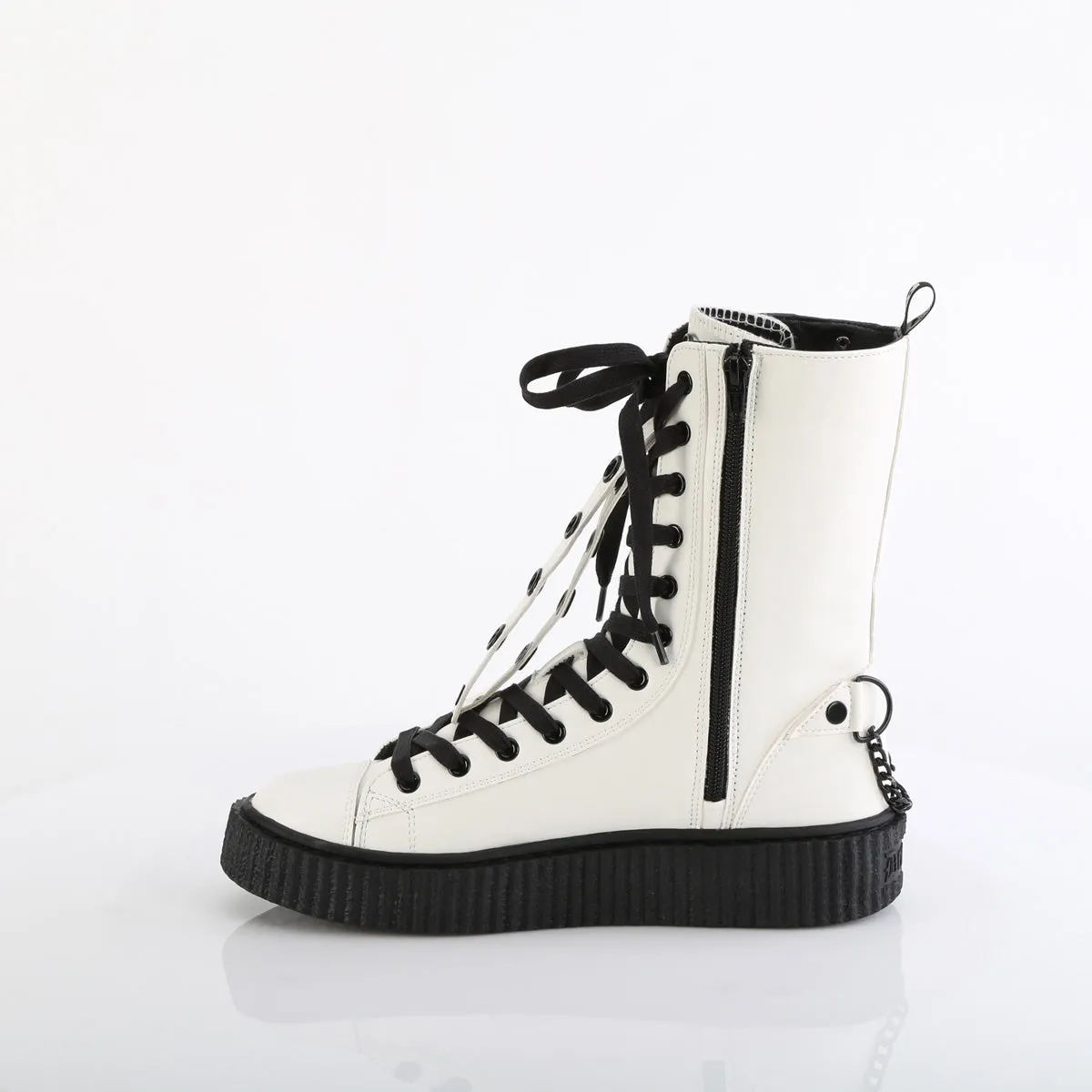 Sneeker 325 White High Top Ankle Creeper Unisex Sneaker - Demonia Direct