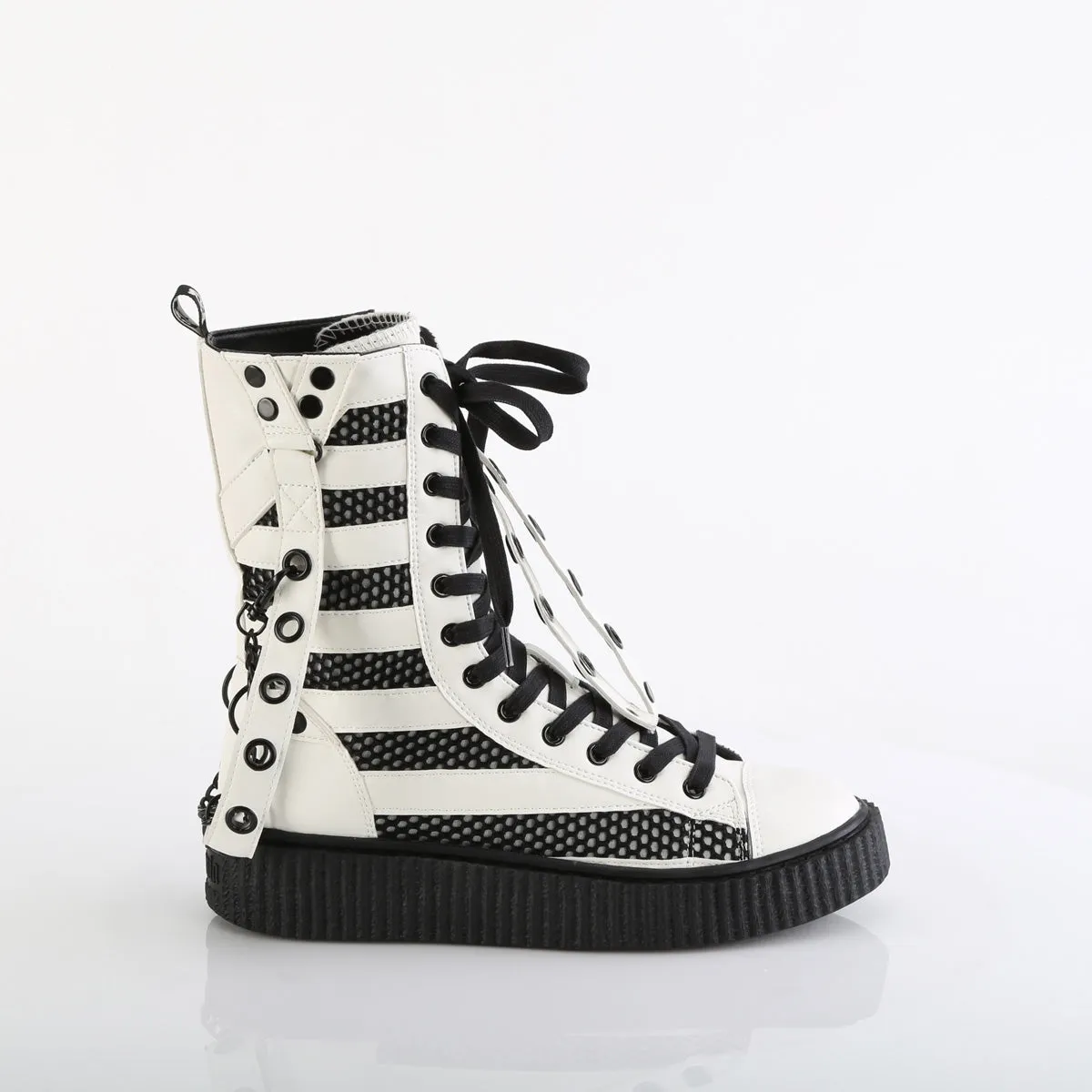 Sneeker 325 White High Top Ankle Creeper Unisex Sneaker - Demonia Direct