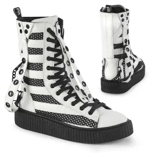 Sneeker 325 White High Top Ankle Creeper Unisex Sneaker - Demonia Direct