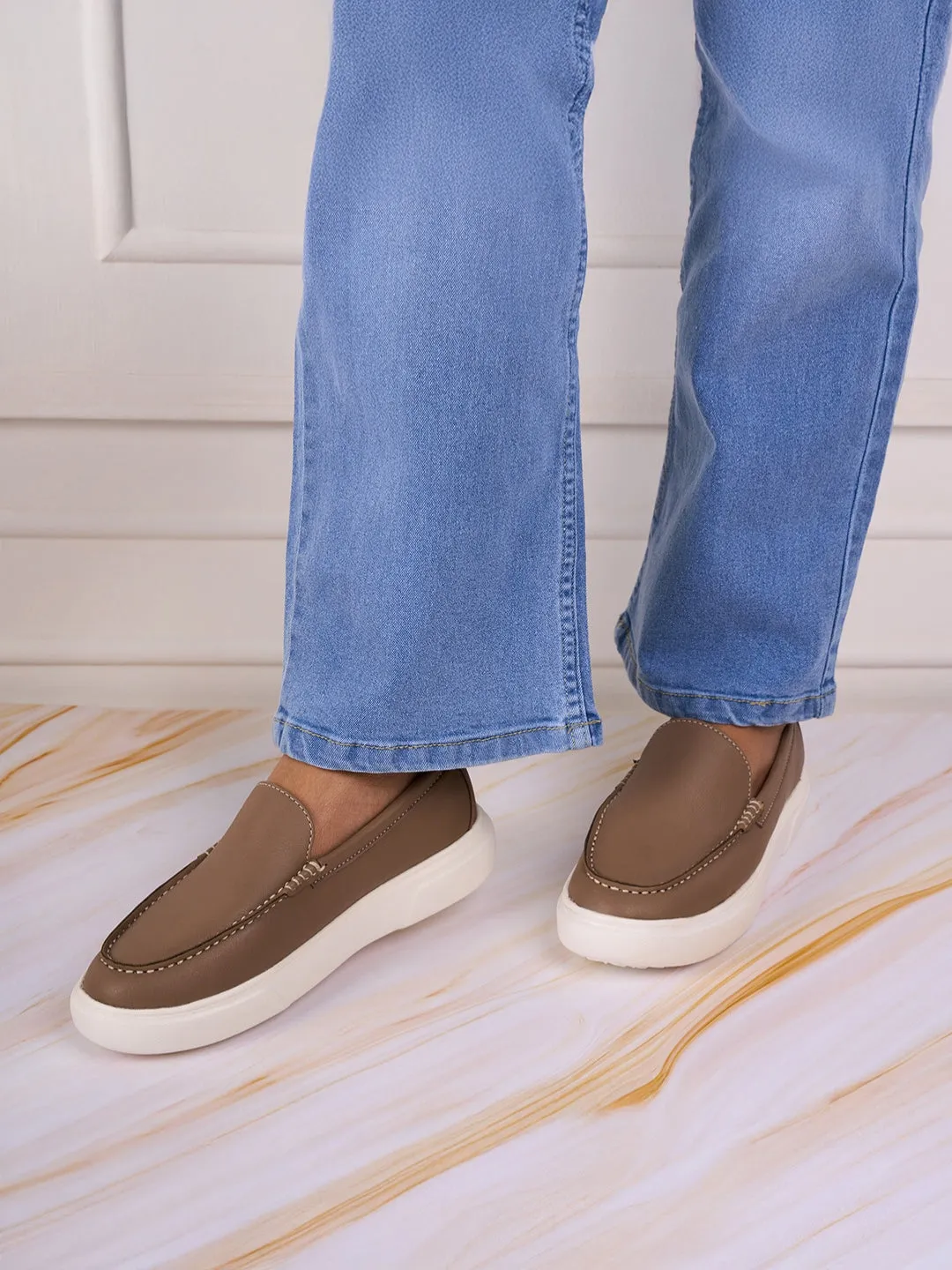 Women's Beige Casual Slip On (IU1020)