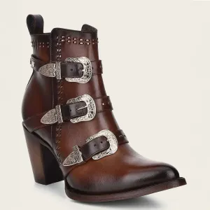 Women's Brown Strap Booties