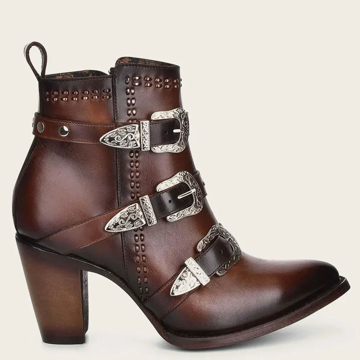 Women's Brown Strap Booties