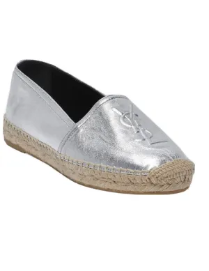 YSL Saint Laurent Womens Logo Leather Espadrilles Slip-on Shoe  Color Gold-Tone Glitter Size 4.5/EU35 